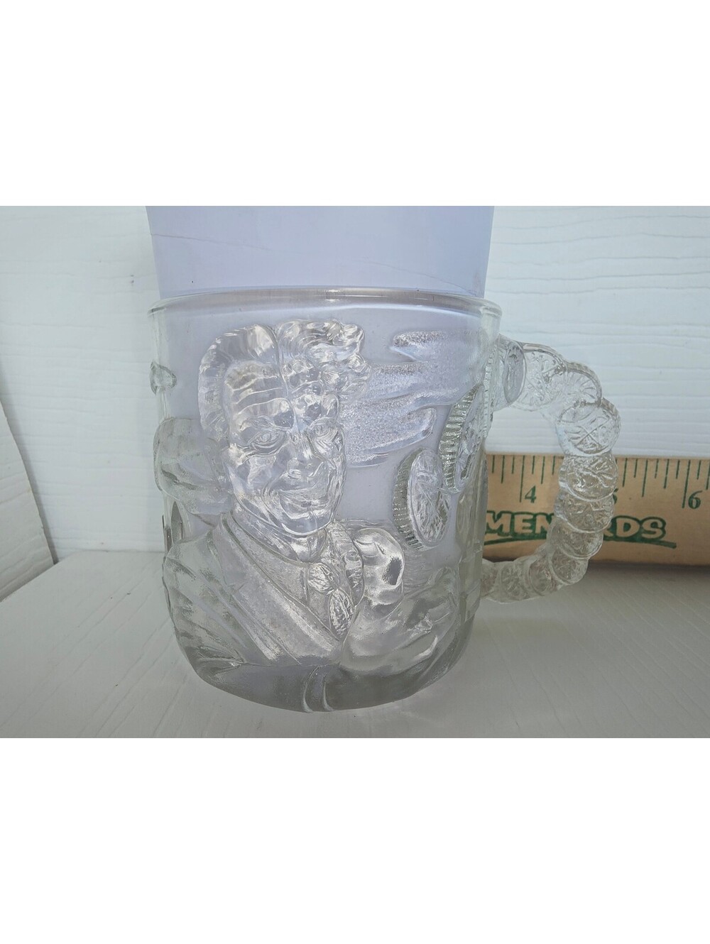 Vintage McDonald's Glass Mug Featuring The Joker and Batman Symbols Collectible